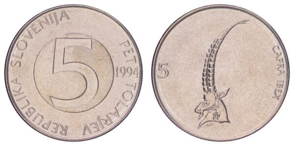 SLOVENIA 5 tolarjev 1994 UNC