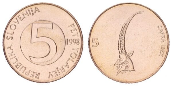 SLOVENIA 5 tolarjev 1998 UNC