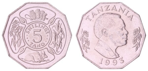 TANZANIA 5 shillingi 1993 UNC