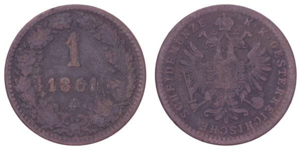 AUSTRIA 1 kreuzer 1861A VF-