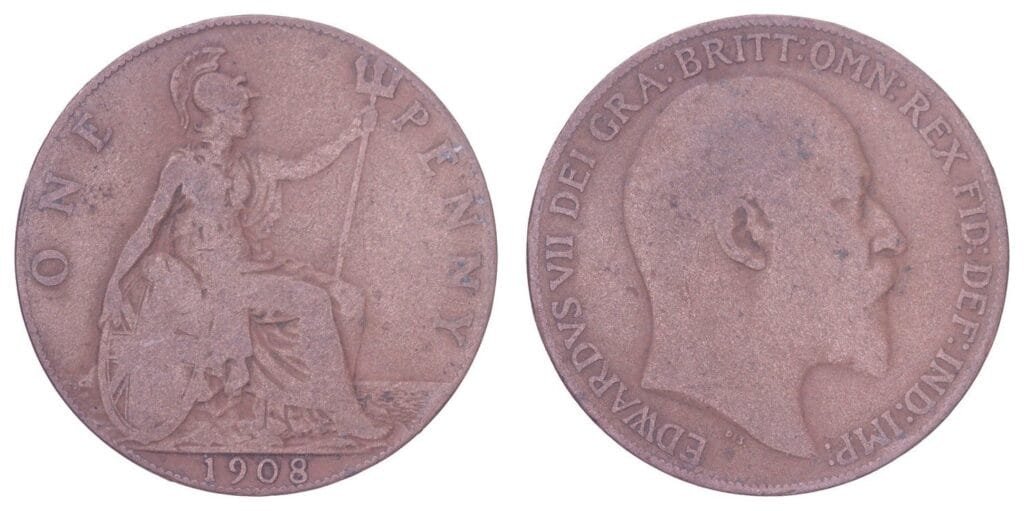GREAT BRITAIN 1 penny 1908 VF-