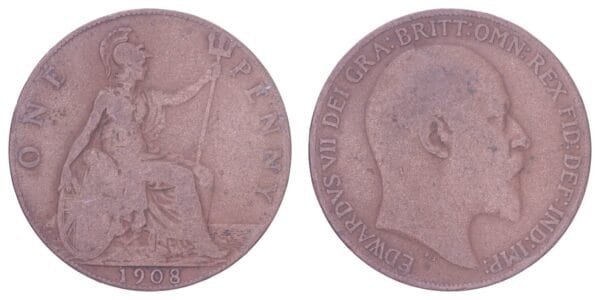 GREAT BRITAIN 1 penny 1908 VF-