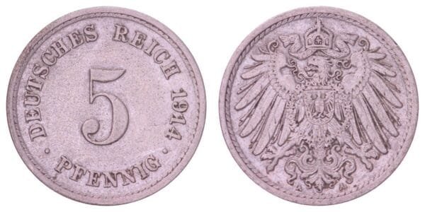 GERMANY 5 pfennig 1914A / Empire / VF+