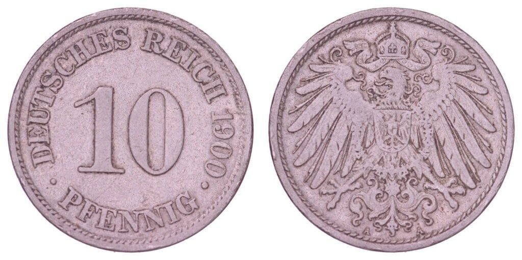 GERMANY 10 pfennig 1900A / Empire / VF+