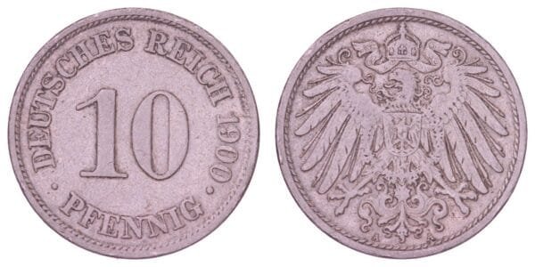 GERMANY 10 pfennig 1900A / Empire / VF+