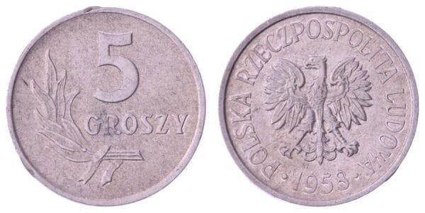 POLAND 5 groszy 1958 VF