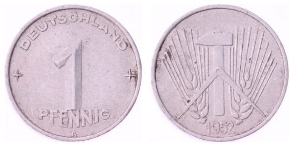 GERMANY 1 pfennig 1952A / East GDR / VF