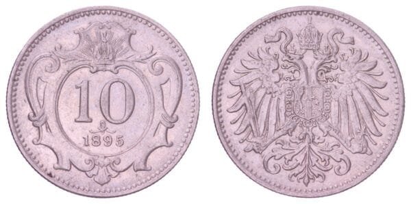 AUSTRIA 10 heller 1895 VF