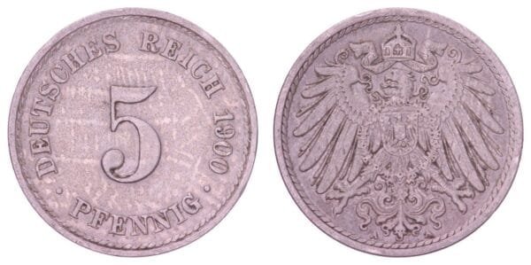 GERMANY 5 pfennig 1900A / Empire / VF