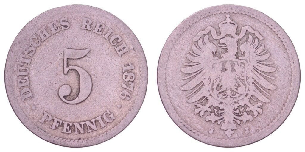 GERMANY 5 pfennig 1876J / Empire / VF