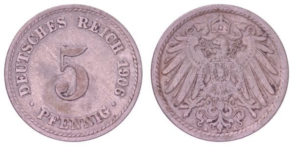 GERMANY 5 pfennig 1906A / Empire / VF