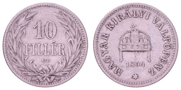 HUNGARY 10 filler 1894 VF