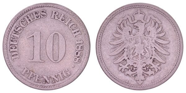 GERMANY 10 pfennig 1888A / Empire / VF
