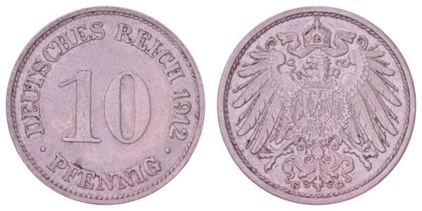 GERMANY 10 pfennig 1912G / Empire / VF