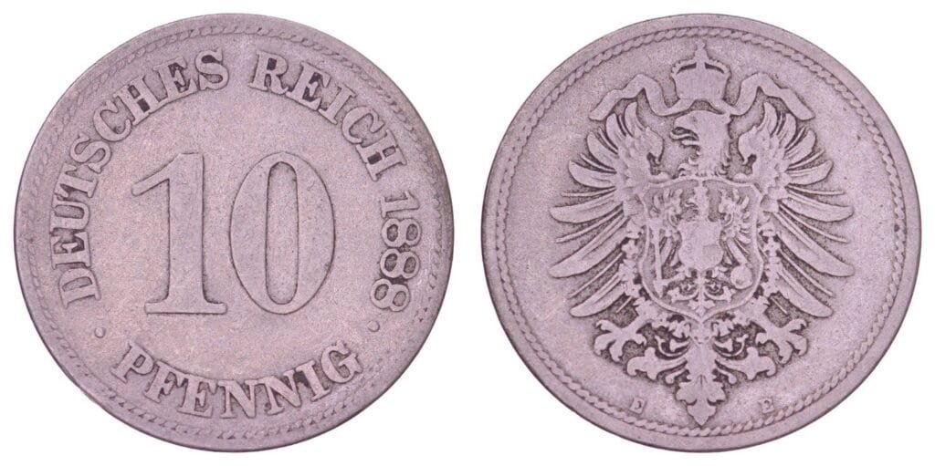 GERMANY 10 pfennig 1888E / Empire / VF