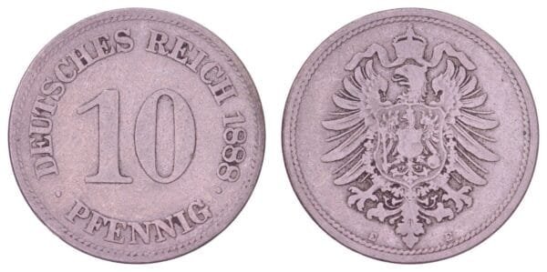 GERMANY 10 pfennig 1888E / Empire / VF