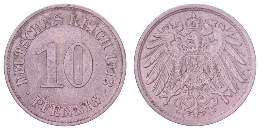 GERMANY 10 pfennig 1913E / Empire / VF