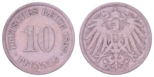 GERMANY 10 pfennig 1897A / Empire / VF