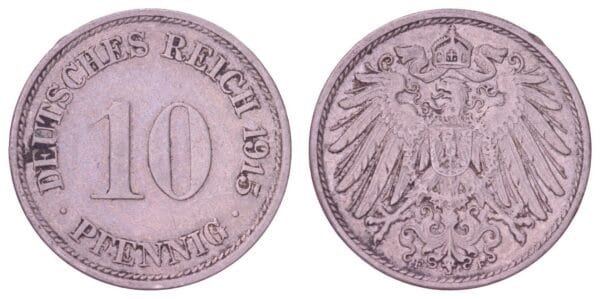 GERMANY 10 pfennig 1915F / Empire / VF