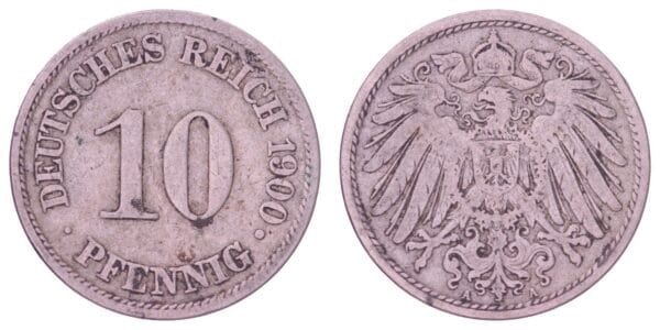 GERMANY 10 pfennig 1900A / Empire / VF