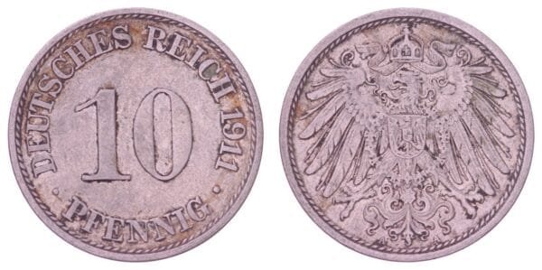 GERMANY 10 pfennig 1911A / Empire / VF