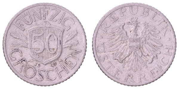 AUSTRIA 50 groschen 1947 VF