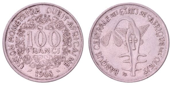 WEST AFRICAN STATES 100 francs 1968 VF