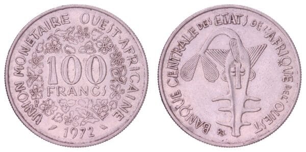WEST AFRICAN STATES 100 francs 1972 VF