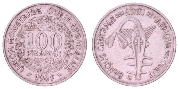 WEST AFRICAN STATES 100 francs 1969 VF