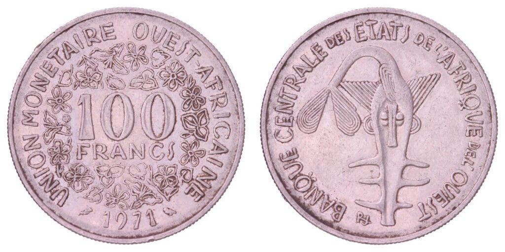 WEST AFRICAN STATES 100 francs 1971 VF
