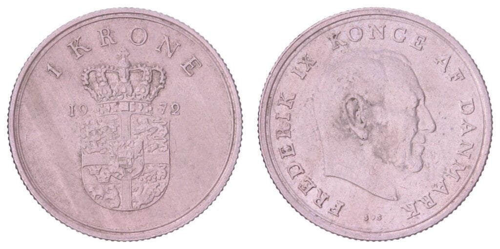 DENMARK 1 krone 1972 VF