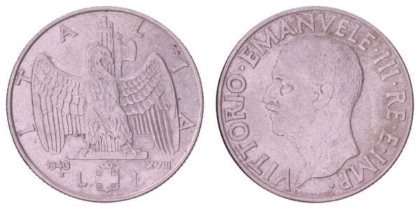 ITALY 1 lira 1940 VF