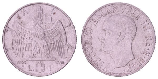 ITALY 1 lira 1940 VF