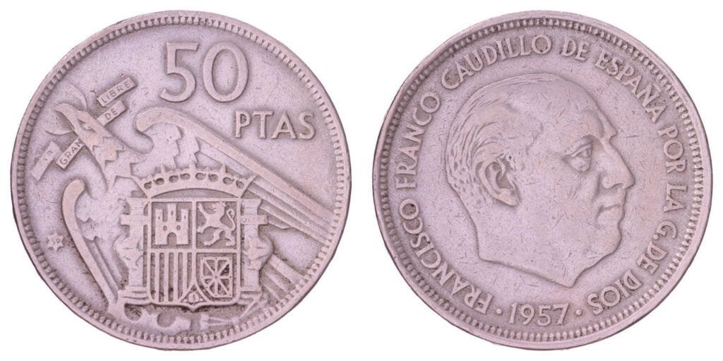 SPAIN 50 pesetas 1957(59) VF