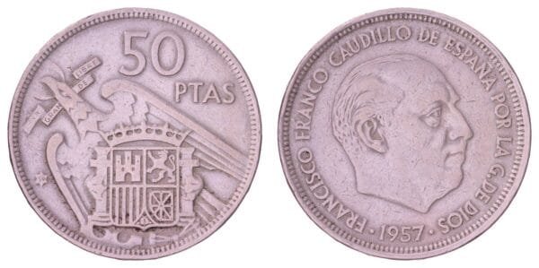 SPAIN 50 pesetas 1957(59) VF