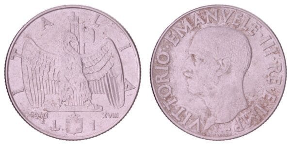 ITALY 1 lira 1940 VF-