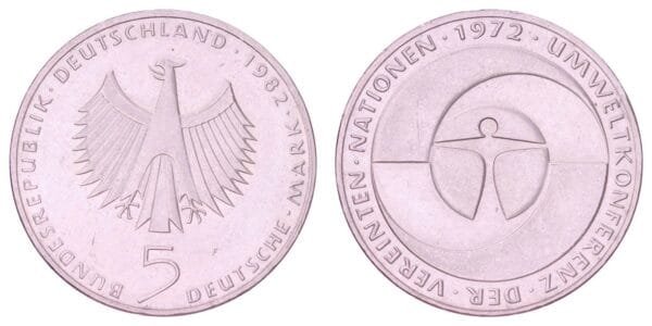 GERMANY 5 mark 1982F / 10th anniversary of U.N. Environmental Conference / XF