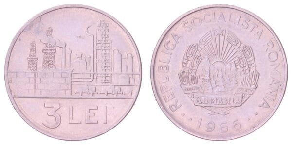 ROMANIA 3 lei 1966 VF+
