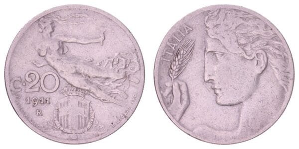 ITALY 20 centesimi 1911 VF