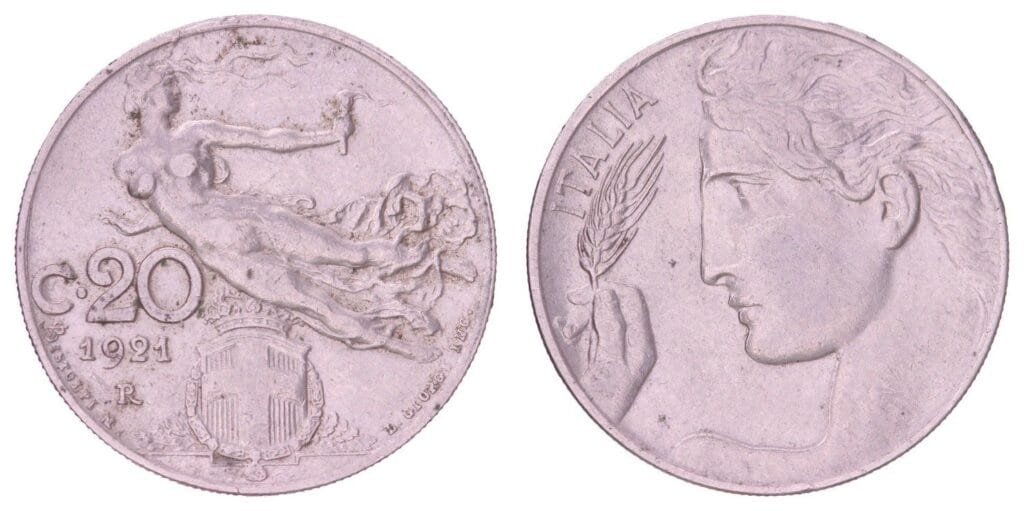 ITALY 20 centesimi 1921 VF