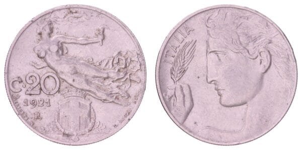 ITALY 20 centesimi 1921 VF