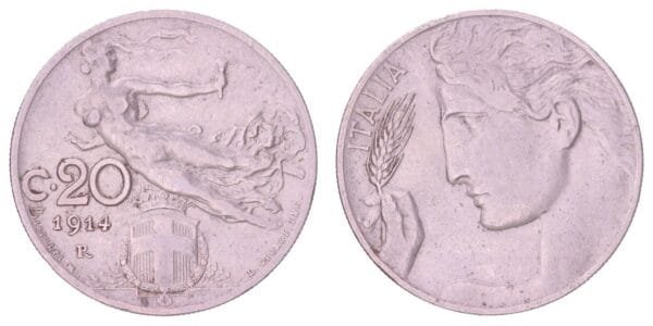 ITALY 20 centesimi 1914 VF