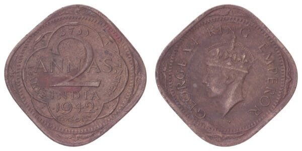INDIA 2 annas 1942 / British / VF