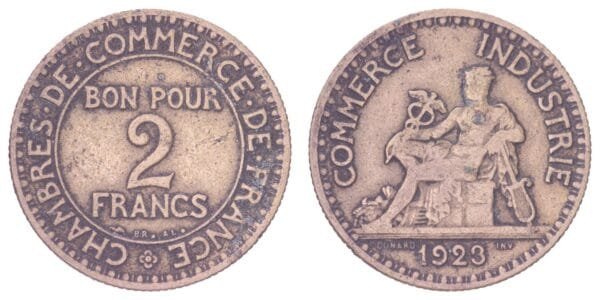 FRANCE 2 francs 1923 / Chambres de Commerce / VF