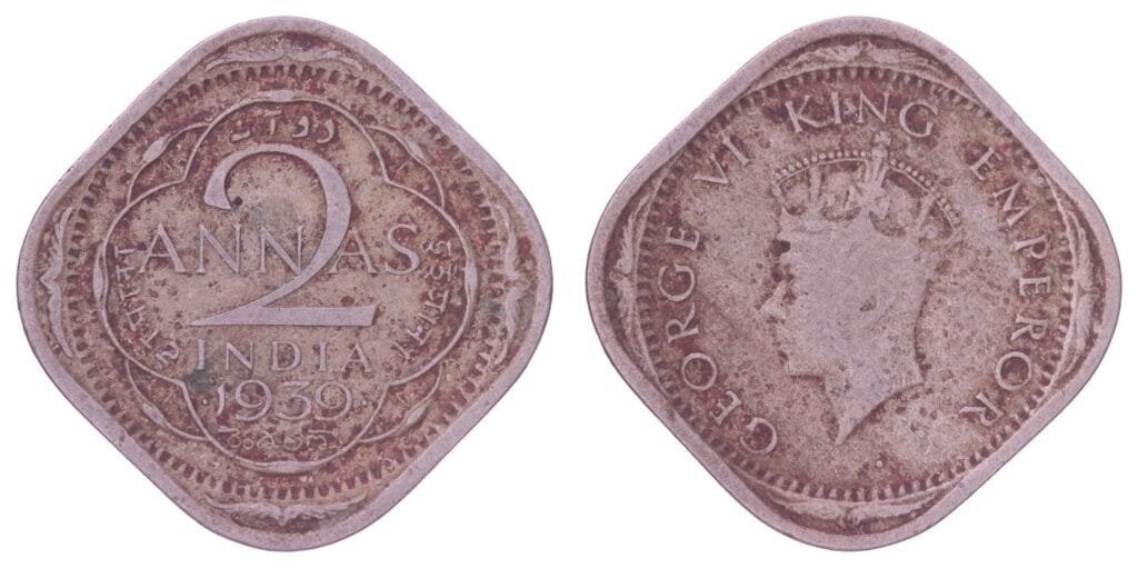 INDIA 2 annas 1939 / British / VF-