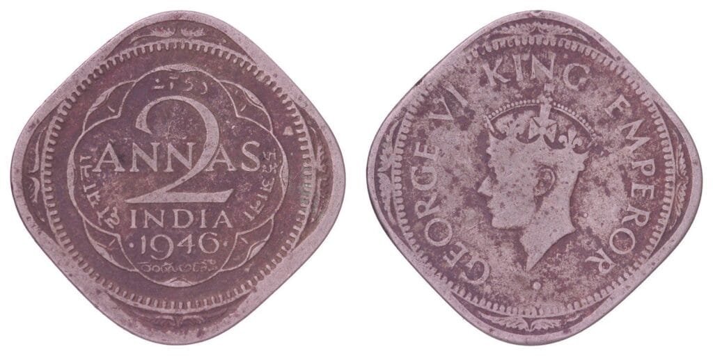 INDIA 2 annas 1946 / British / VF-