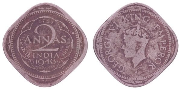 INDIA 2 annas 1946 / British / VF-