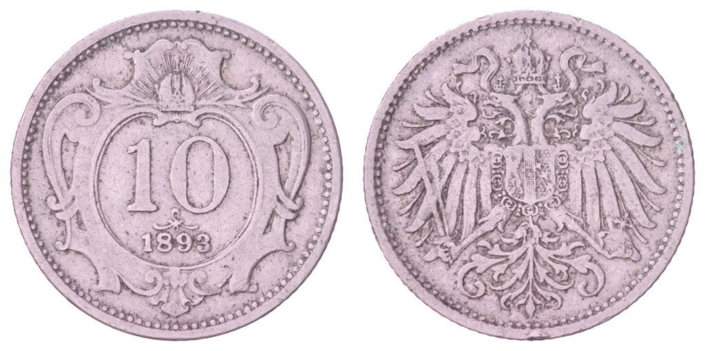 AUSTRIA 10 heller 1893 VF