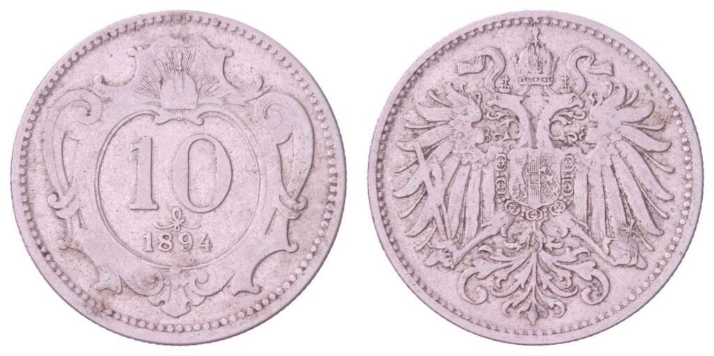 AUSTRIA 10 heller 1894 VF