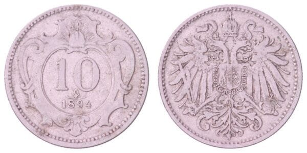 AUSTRIA 10 heller 1894 VF